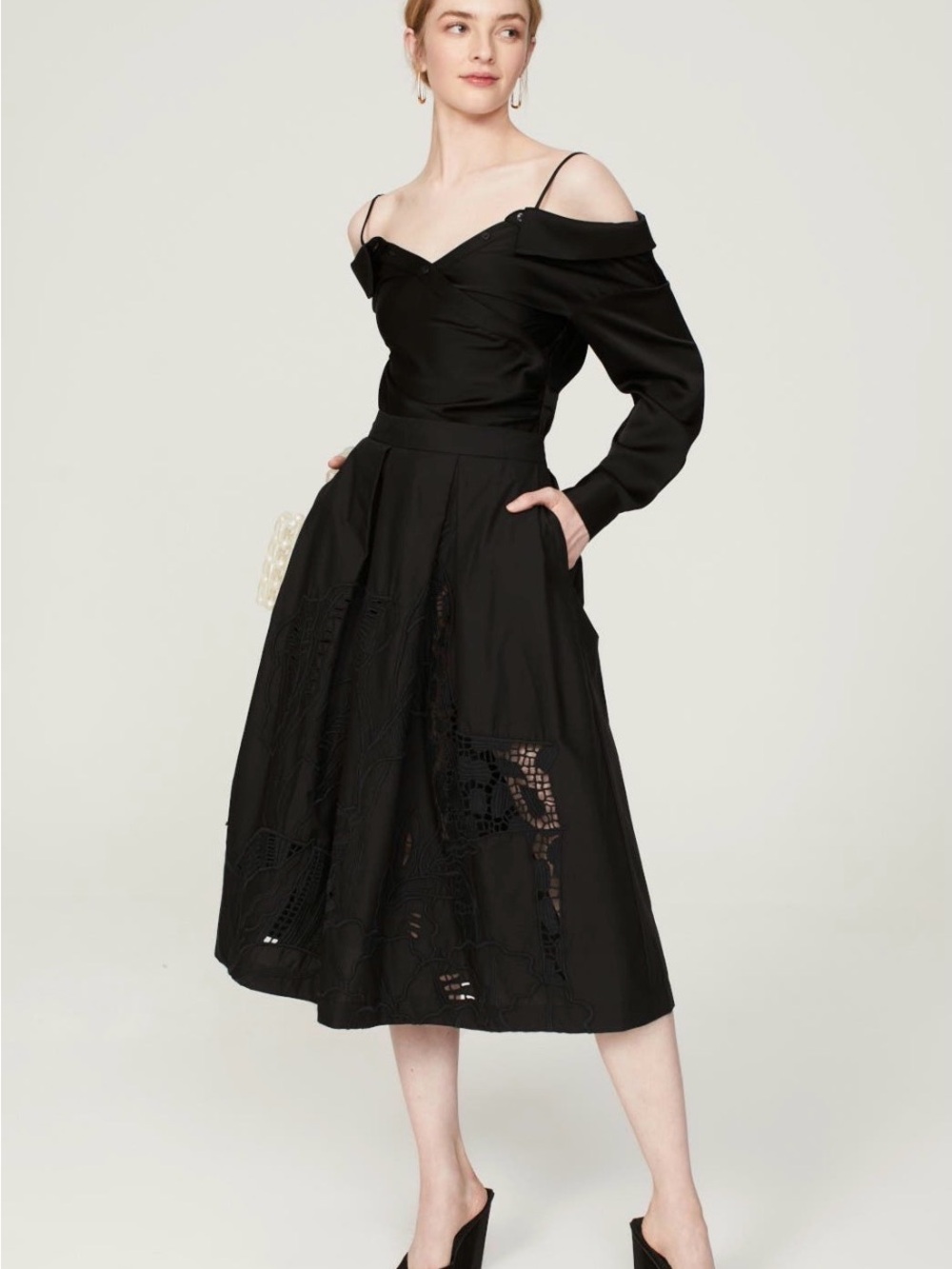 Elegant Black Stella Jean Midi Skirt